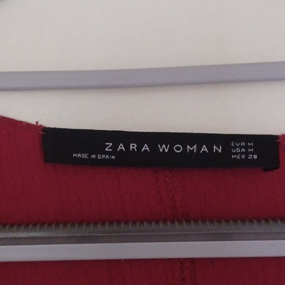 Zara V-Neck Red Mini Dress Women's Medium M - Picture 4 of 7